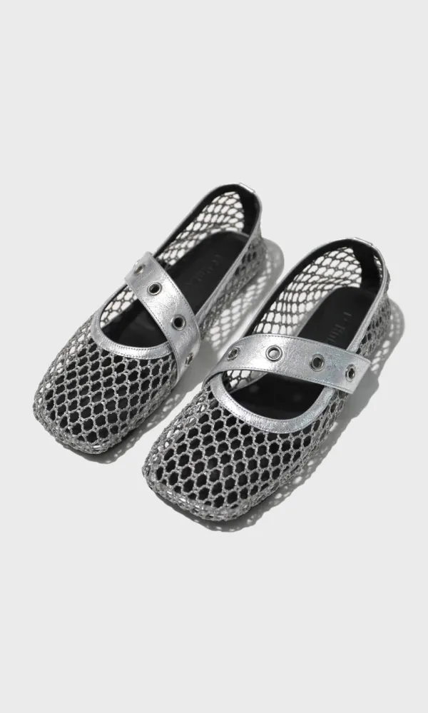 Aloof Eyelet Flat Shoes_Pesto Silver