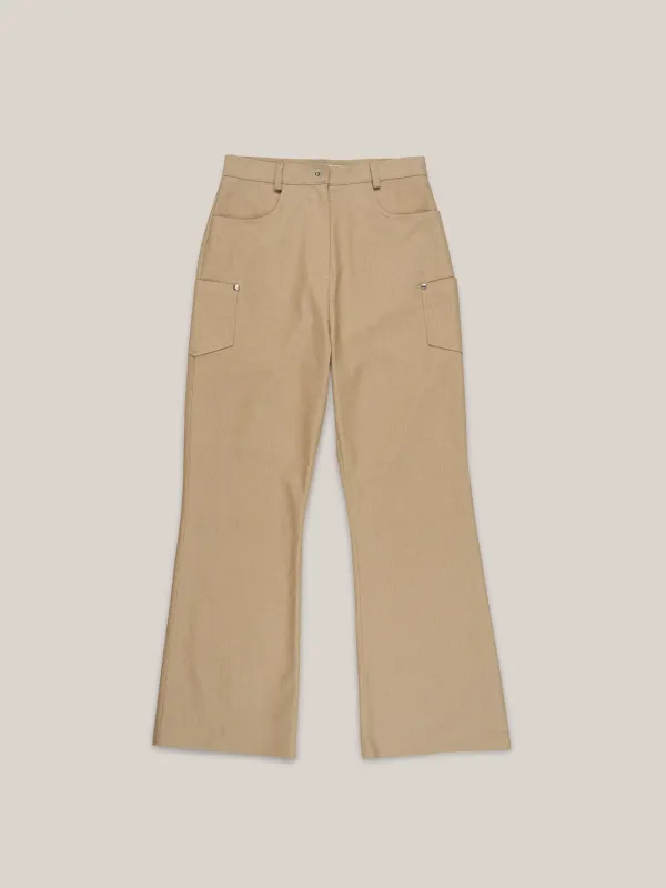 STRIPE STUD PANTS  [ BEIGE ]