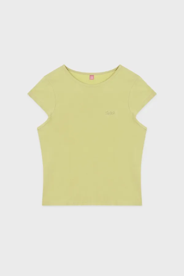 [미연 착용] Logo Cap Sleeve T-shirt (Olive)