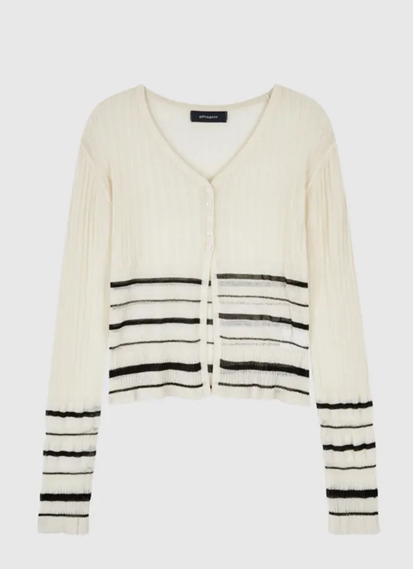 Texture slim cardigan Cream