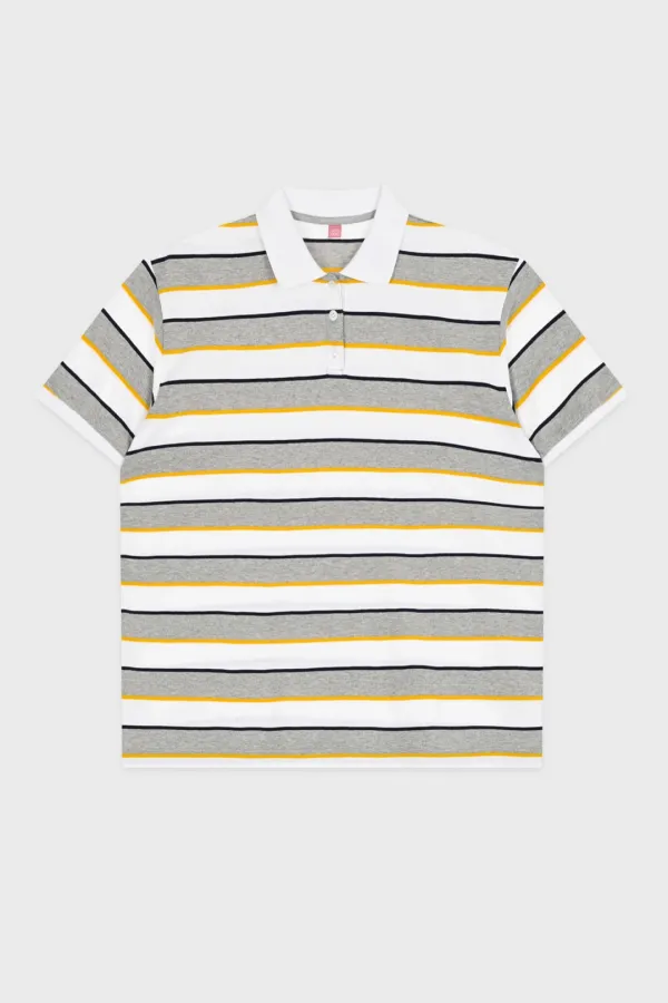 Bold Stripe Half Sleeve PK Shirt (Grey)