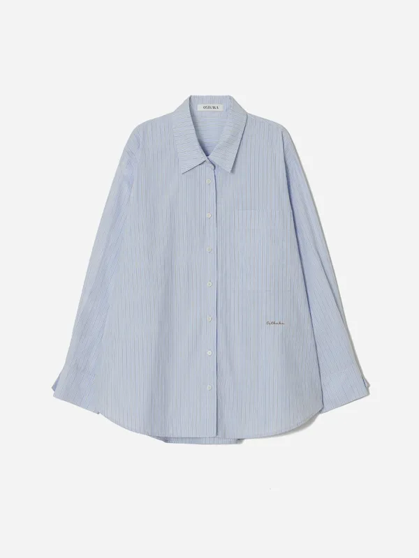 Oversized Big Pocket Shirt Blue Stripe
