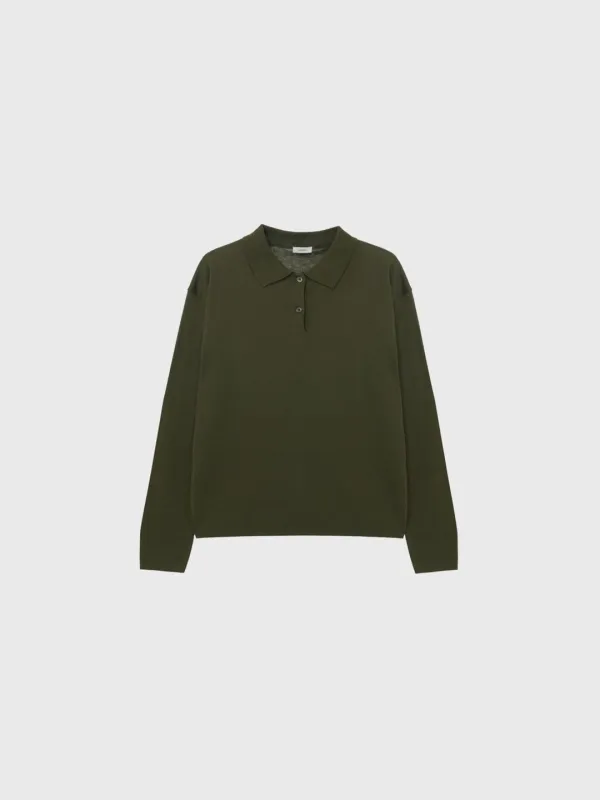 [Exclusive] Basic collar knit (khaki / dark gray / navy)