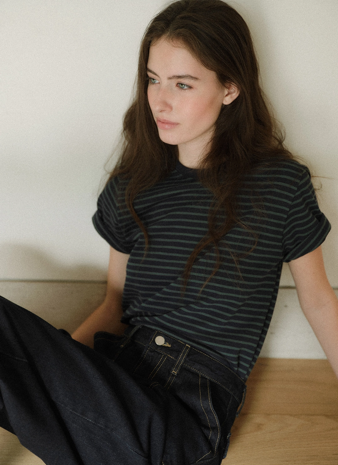 르닐 [사이즈추가][21TH_6/11 예약배송] Benjamin Stripe T-shirt (Forest) 상품 이미지 1