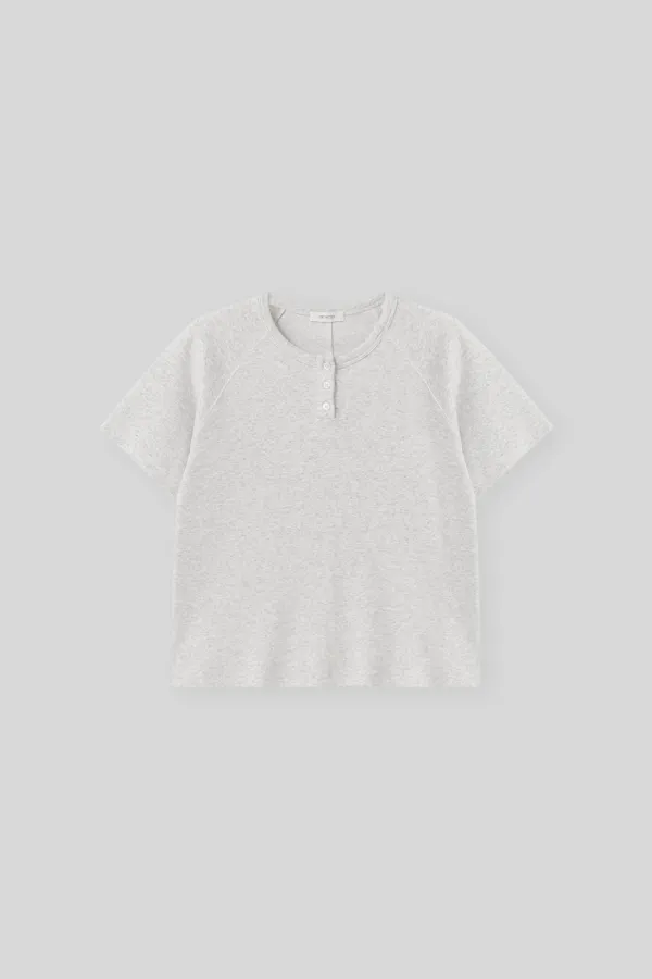 Button half t-shirt (melange gray)