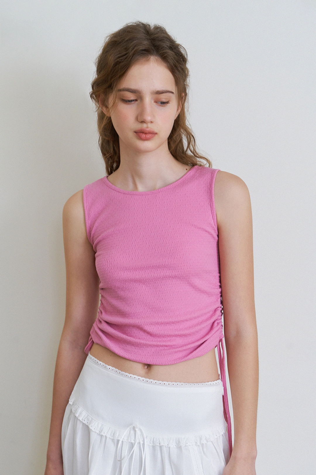 위드아웃썸머 Shirring sleeveless top_pink 상품 이미지 2