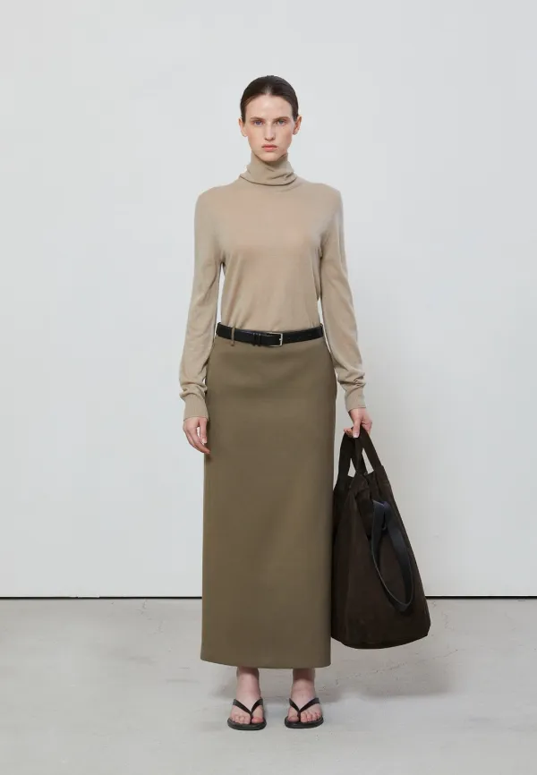 STANDARD FIT LONG SKIRT - KHAKI