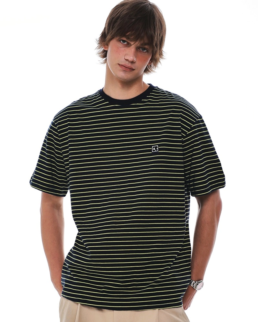 센토르 STRIPE EMBLEM PATCH T-SHIRT_NAVY 상품 이미지 1