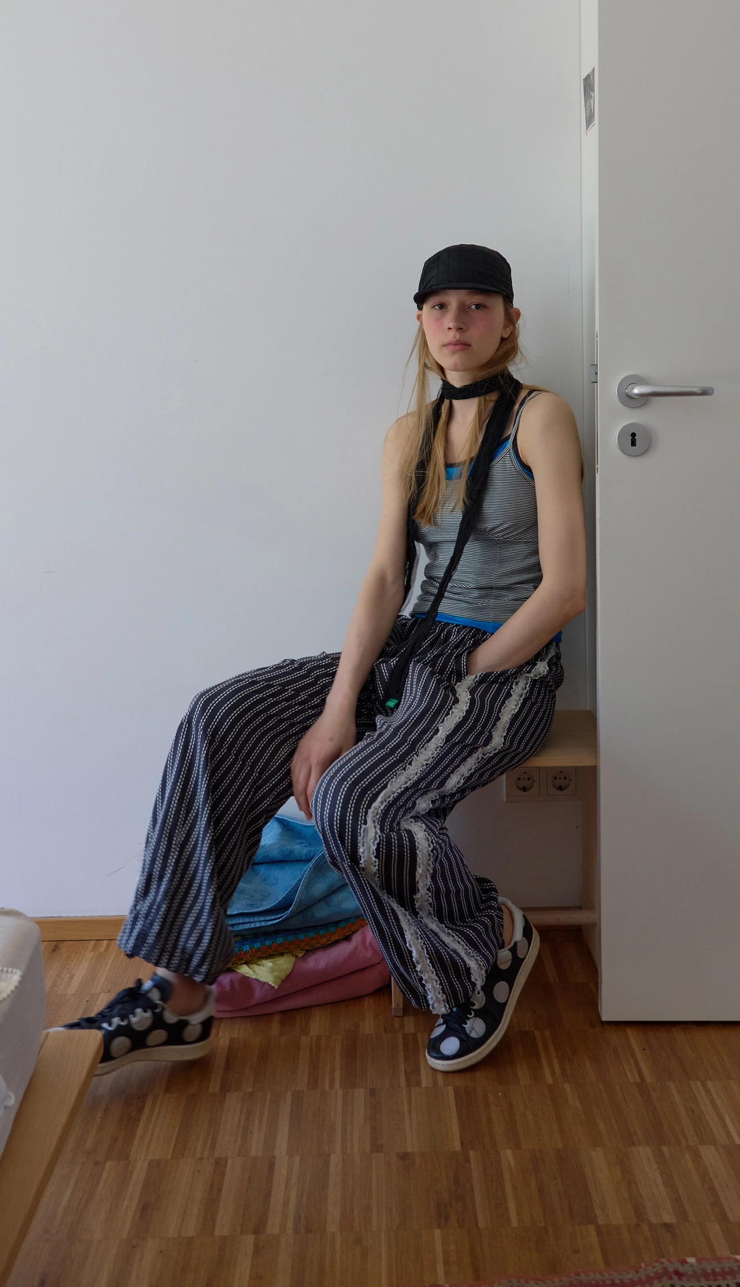 노컨텐츠 201. Stripe Lace Pants _ Black 상품 이미지 1