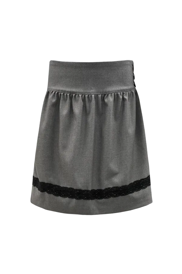 LACE MIDI SKIRT (GRAY)