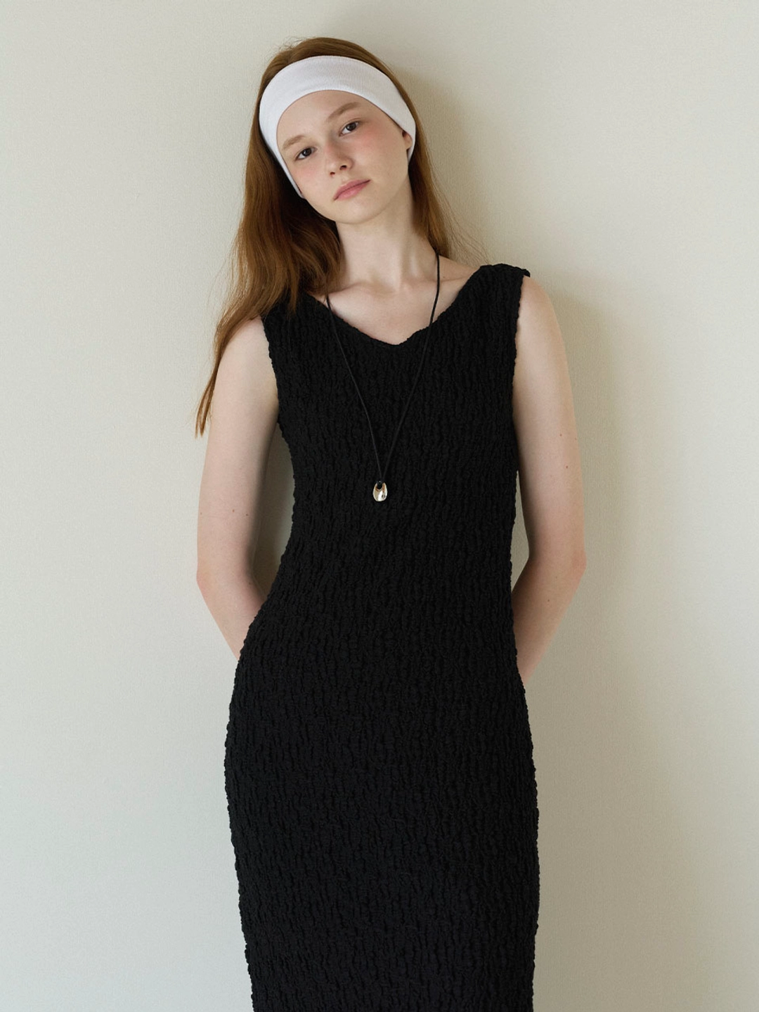 쏘이르 WRINKLE LONG ONE PIECE - BLACK 상품 이미지 2