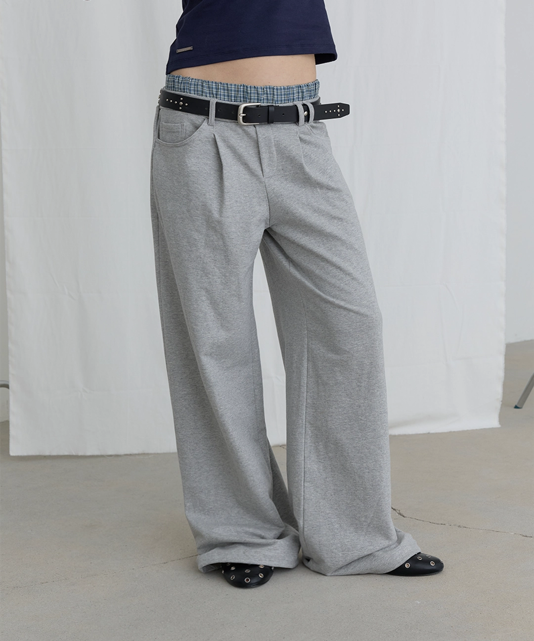 오데스 UNDERWEAR LAYERED SWEAT PANTS - GREY 상품 이미지 2