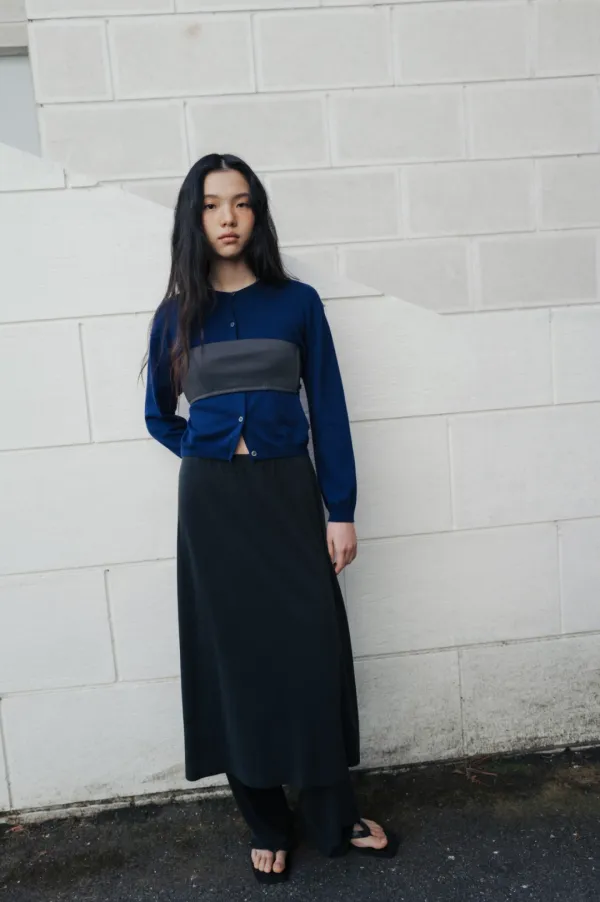 Jersey layered pants (dark gray / white)