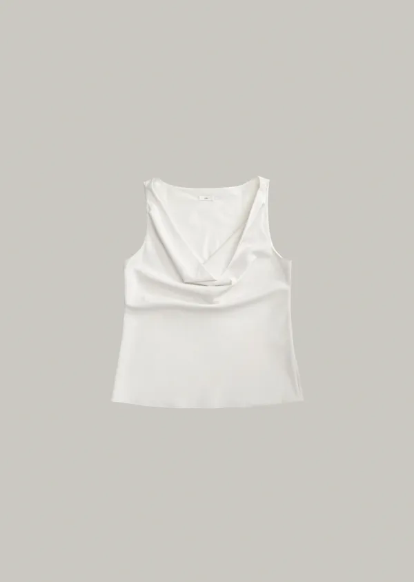 draped sleeveless blouse (ivory)