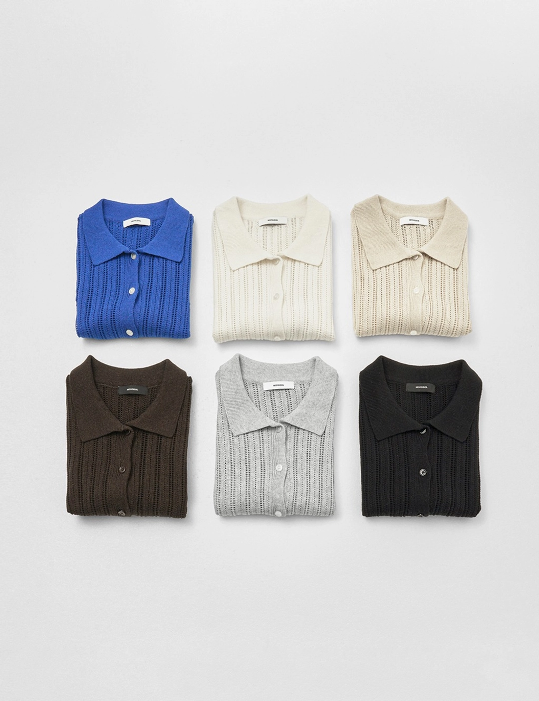 몽돌 [From ITALY] 펀칭 스카시 카라 반팔 니트 가디건 MDCD045_6 Colors 상품 이미지 3