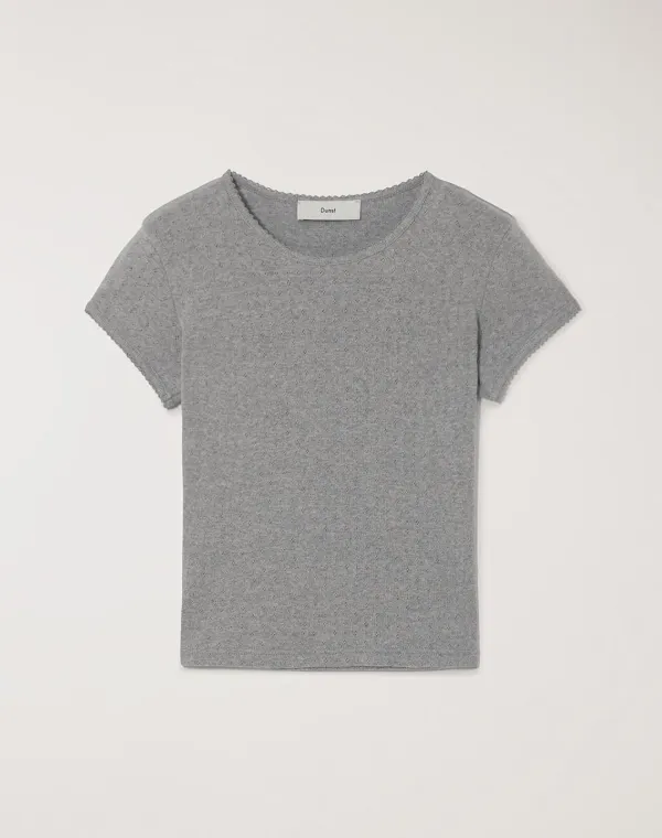 ESSENTIAL SLIM-FIT CROCHET TOP MELANGE GREY