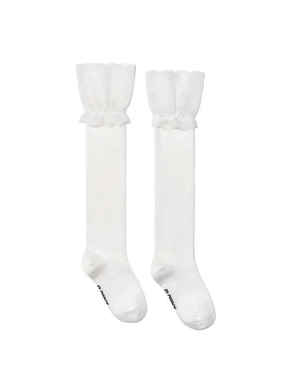 POSH LACE KNEE SOCKS (WHITE)