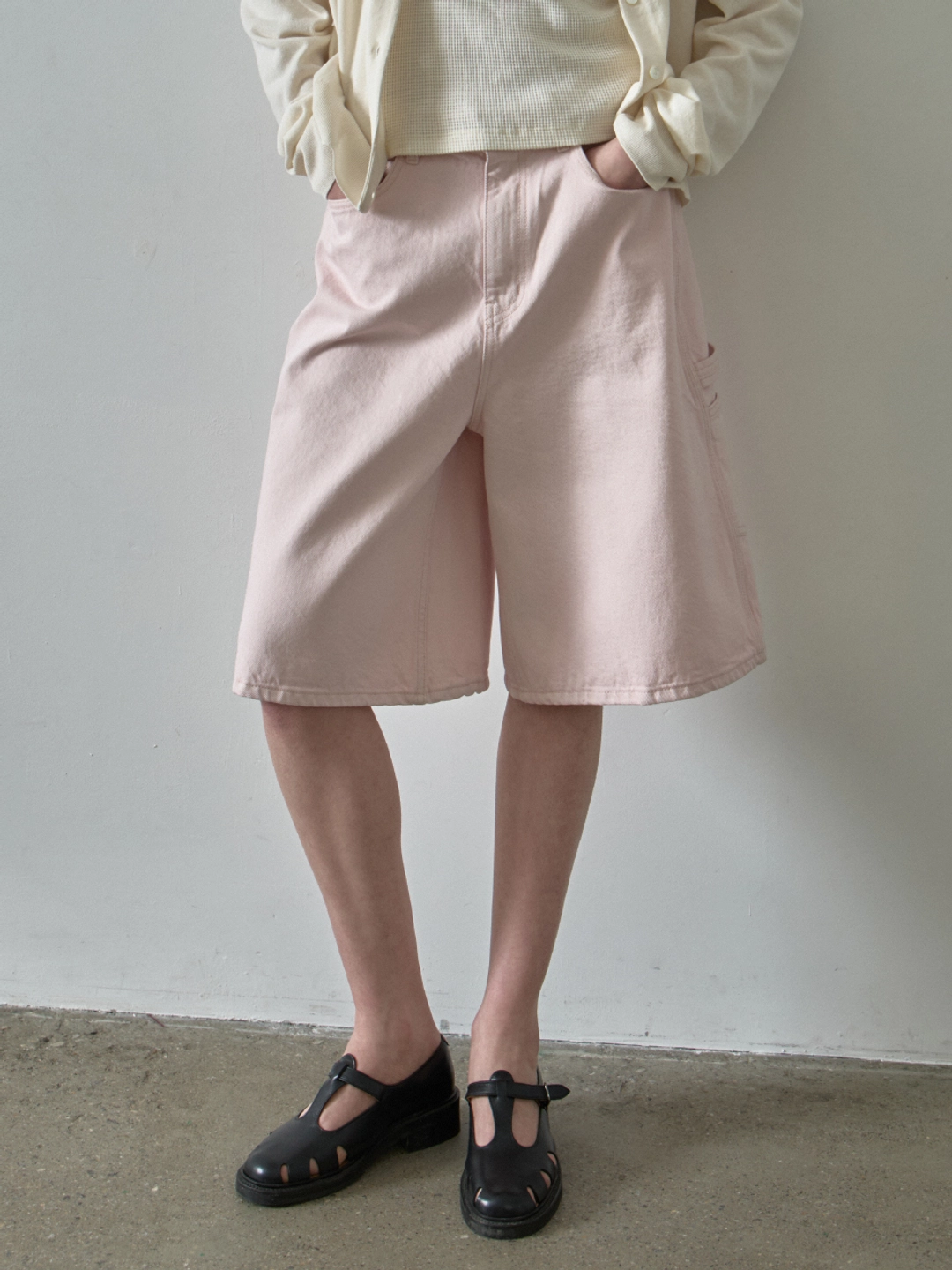 파사드패턴 와이드 버뮤다 워크 팬츠_vintage pink 상품 이미지 3