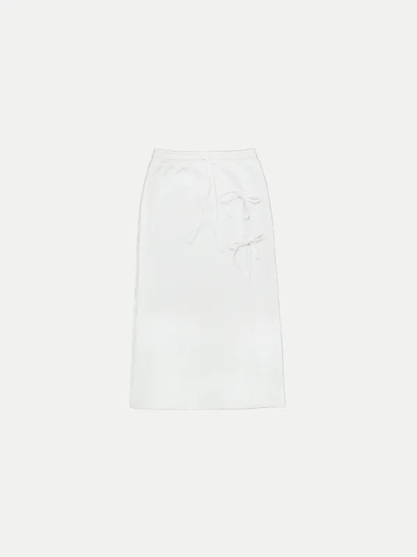 ✲ 2ND / Two Leaves Padding Long Skirt White
