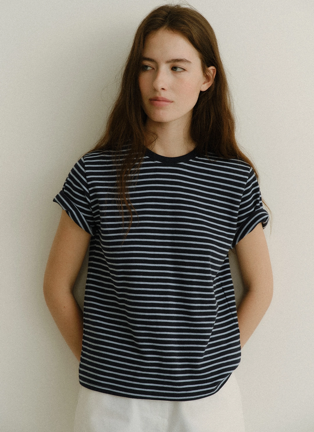 르닐 [사이즈추가][18TH_6/11예약배송] Benjamin Stripe T-shirt (Blue) 상품 이미지 2