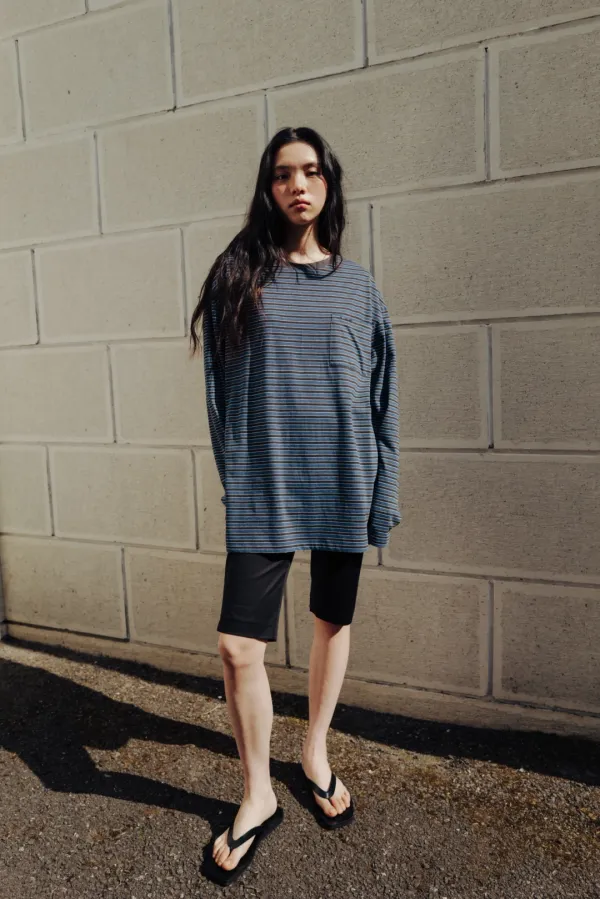 Vintage indigo stripe t-shirt (black stripe)