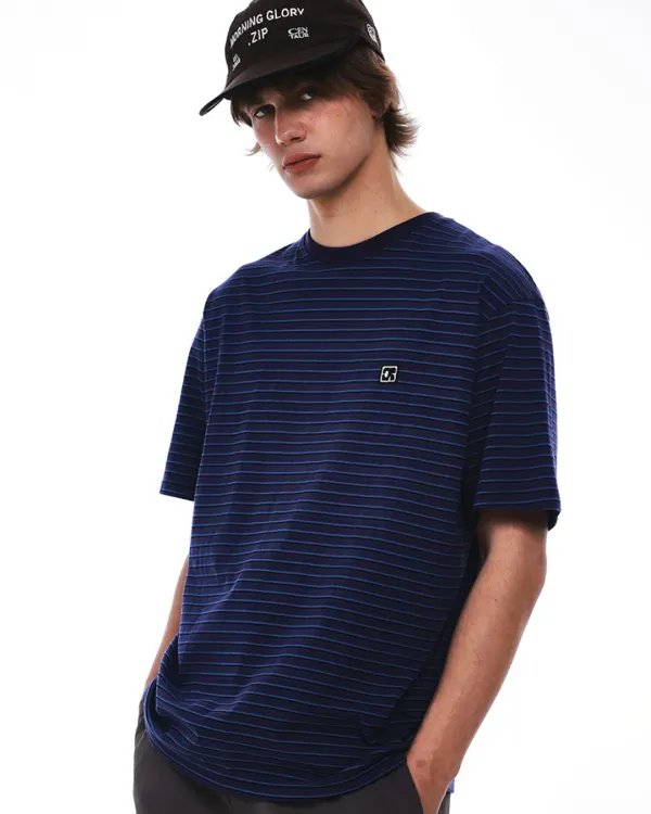 STRIPE EMBLEM PATCH T-SHIRT_PURPLE