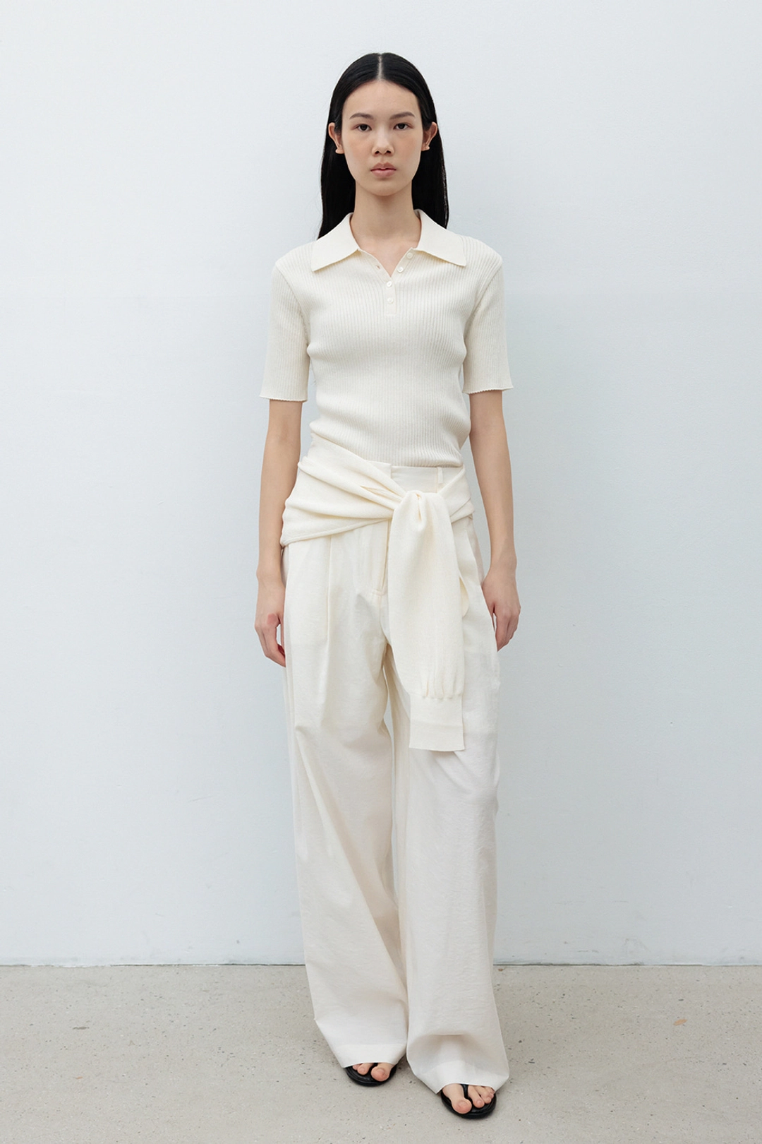 레이스 Cotton Half Collar Knit_Ivory 상품 이미지 1