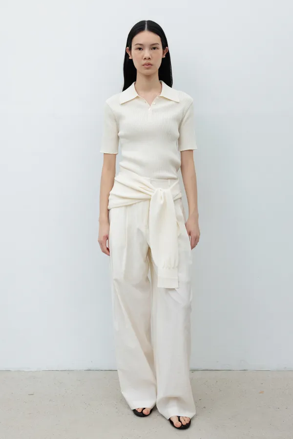 Cotton Half Collar Knit_Ivory