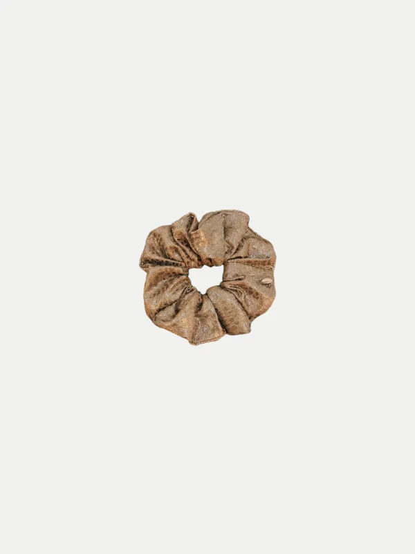 GOLD GLEAM JACQUARD SCRUNCHIE GOLD BROWN