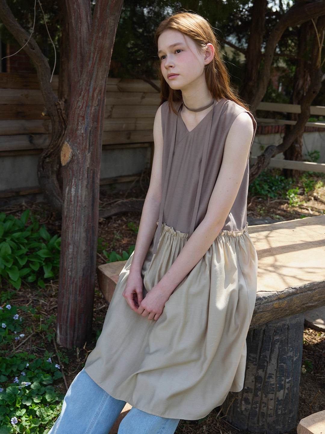 쏘이르 (2COLOR)TIE FRILL LONG ONE PIECE 상품 이미지 2