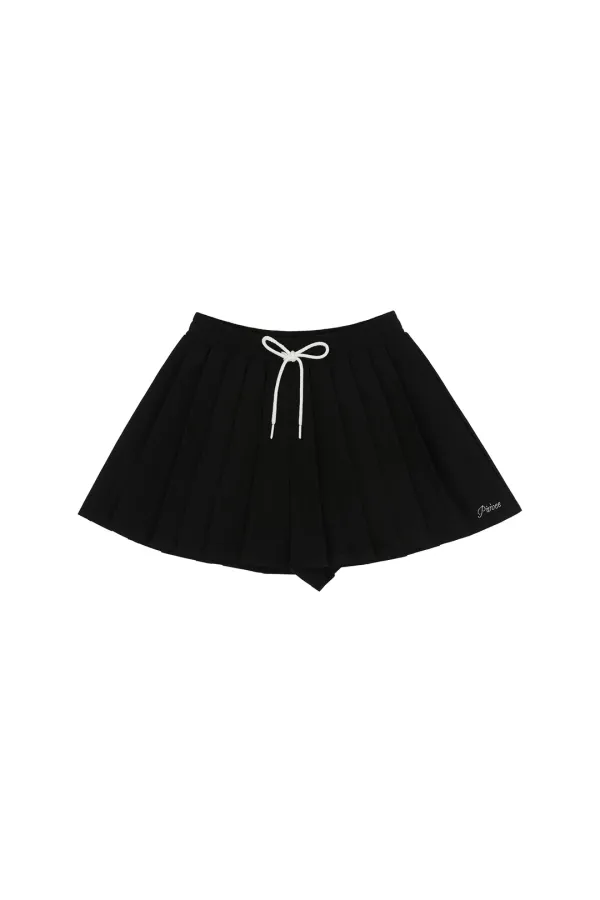 Piv\'vee Drawstring Pleated Shorts (ebony black)