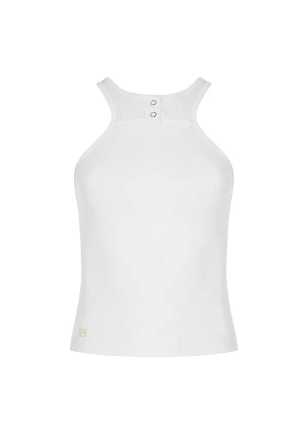 RIBBED SLIT TANKTOP, IVORY