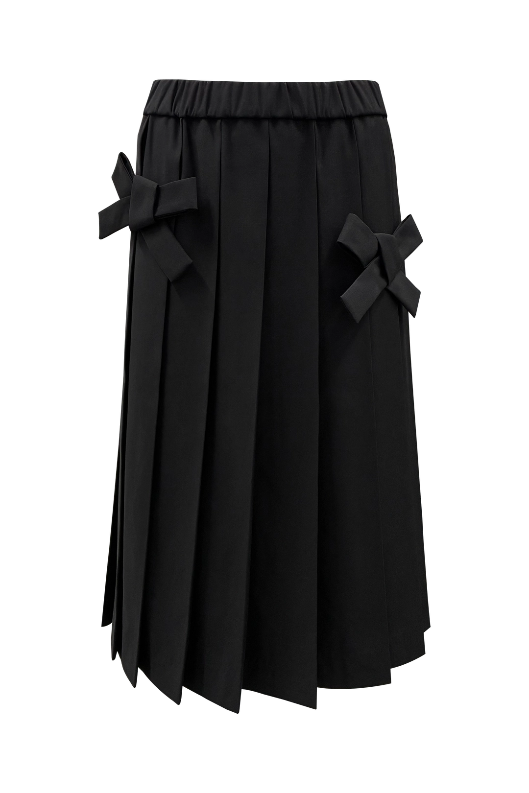 체메씨 BOW LONG PLEATED SKIRT (BLACK) 상품 이미지 1