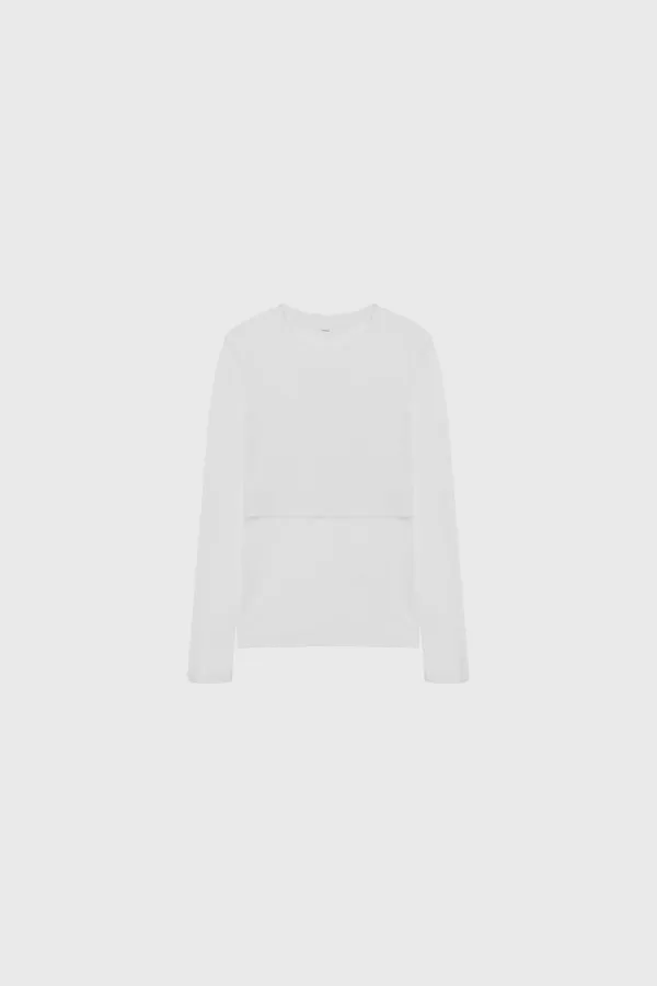 Cropped layered t-shirt (white / blue / light gray / black)