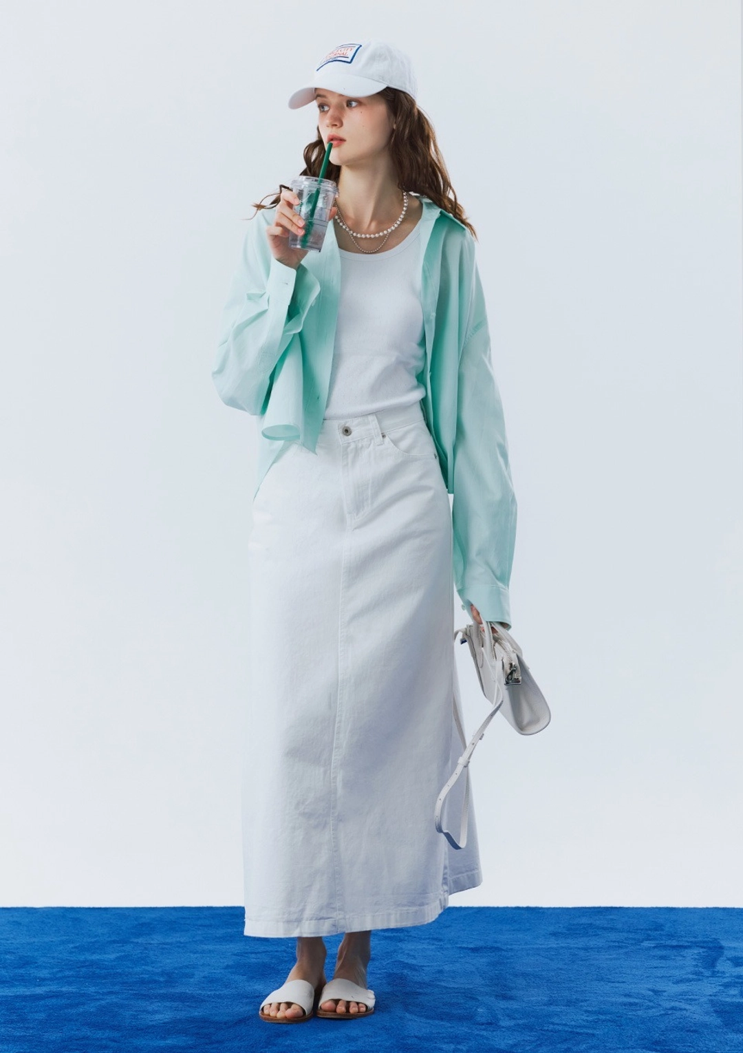 오픈도어 [M,L- size 6월 4일 순차배송] 6poket denim long skirt ivory 상품 이미지 2