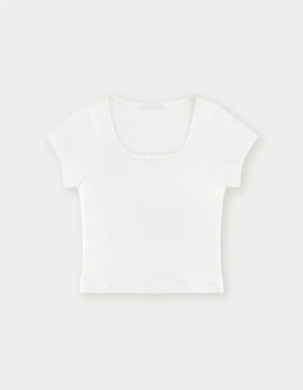 Ribbon Square Top - Ivory