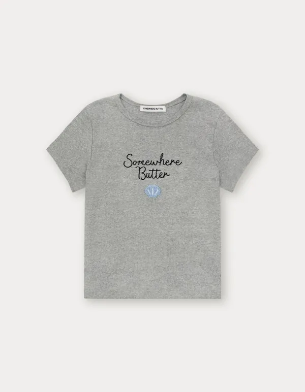 Boucle Shell Logo Top - Grey