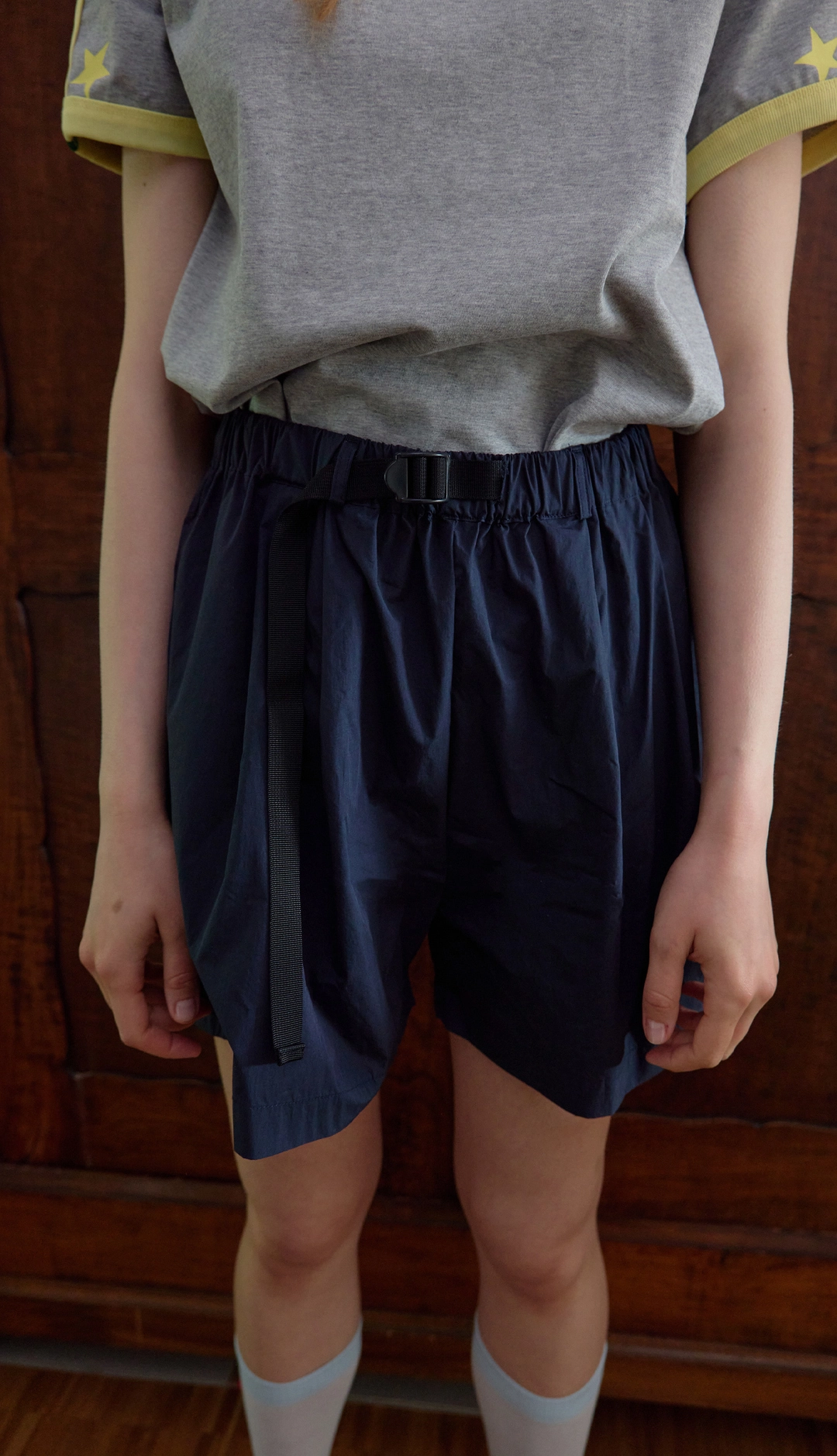 노컨텐츠 195. Belt Half Pants _ Dark Navy 상품 이미지 1