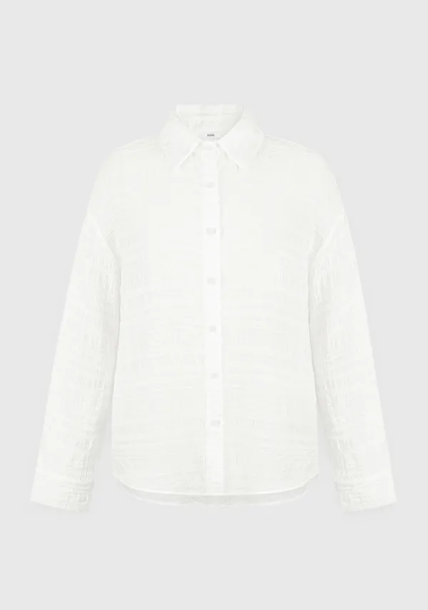 4th) Airy Pleated Shirt White