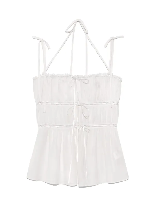 DREAMY LACE SHIRRING TOP (WHITE)