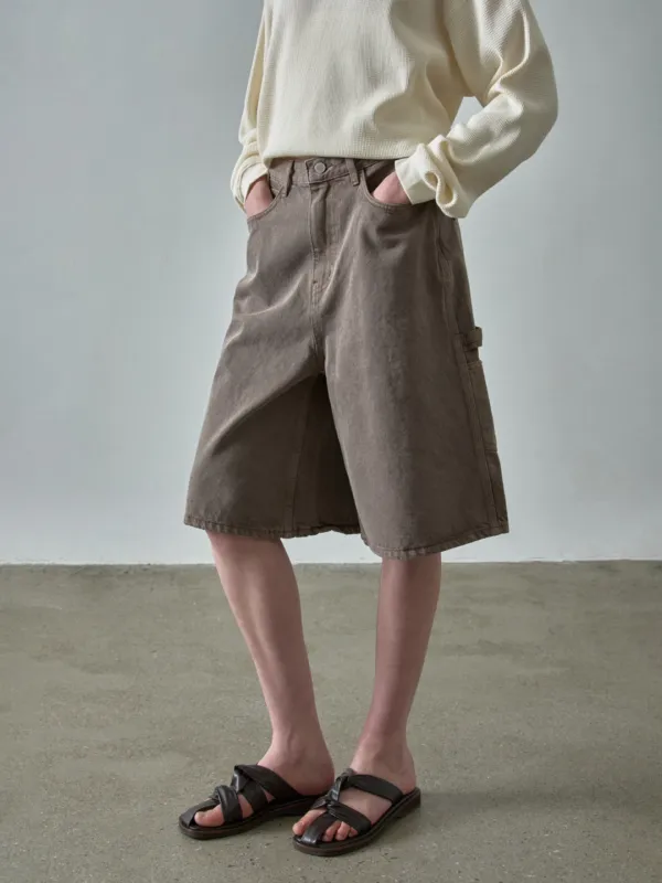 와이드 버뮤다 워크 팬츠_vintage brown