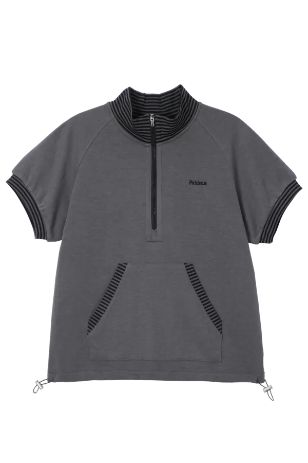 SOFT STRIPE ZIP-UP_CHARCOAL
