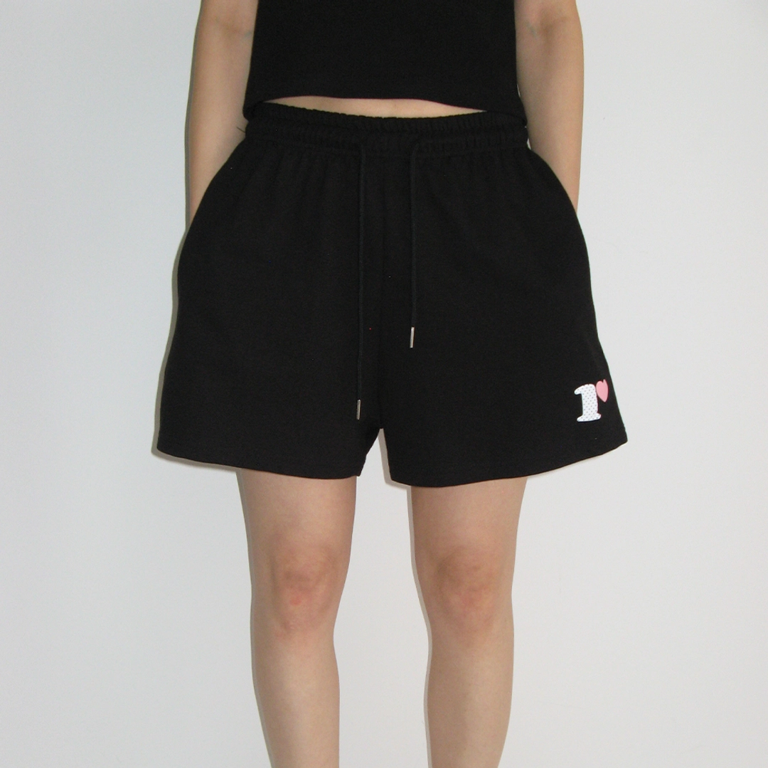 론론 R LOGO SWEAT SHORT PANTS BLACK 상품 이미지 1