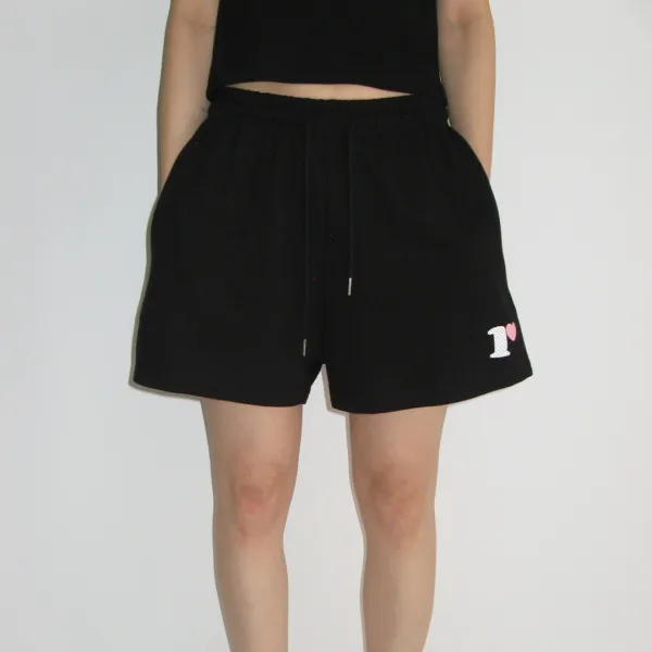 R LOGO SWEAT SHORT PANTS BLACK