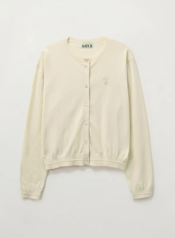 (W) Light Weight Knit Cardigan - Cream