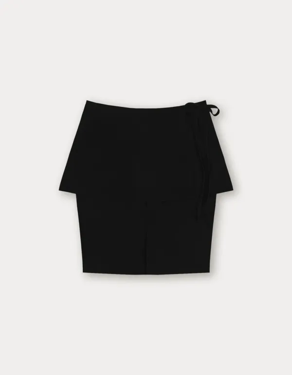 Biker Layered Skirt Pants - Black