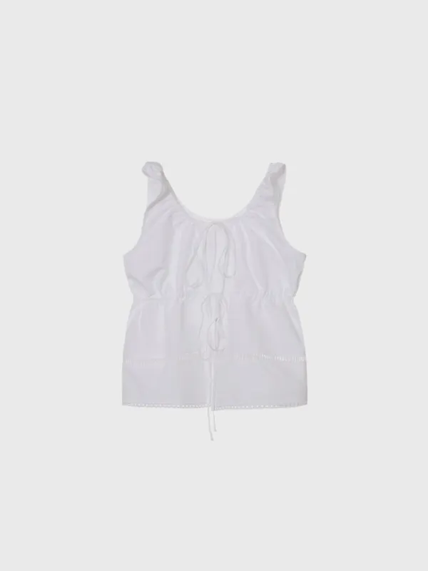 Linen lace trimmed vest (white / gray)