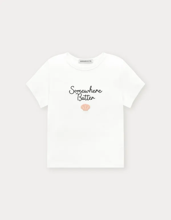 Boucle Shell Logo Top - Ivory
