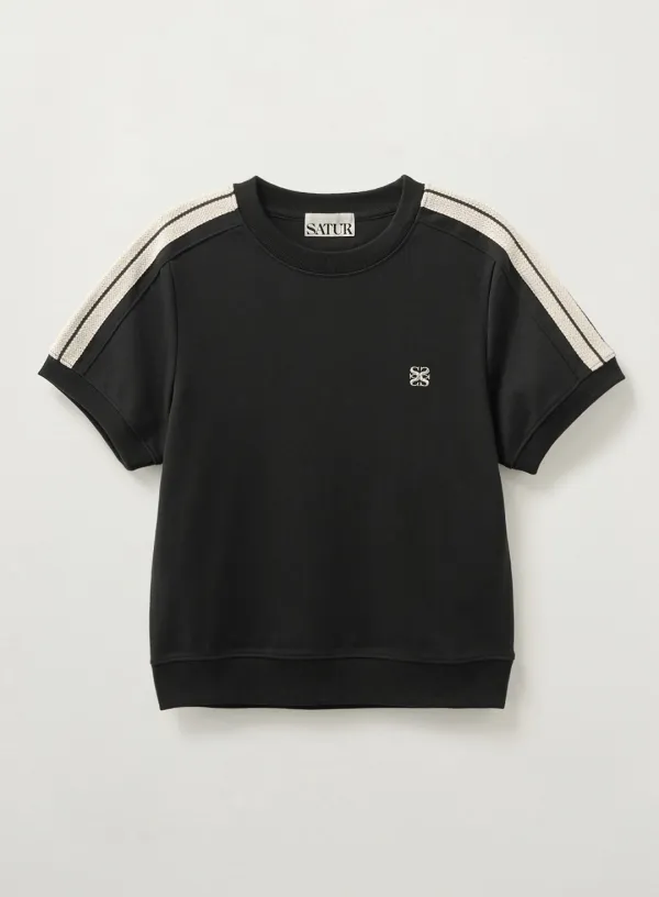 (W) Lawton Crop Half Sweatshirt - Black