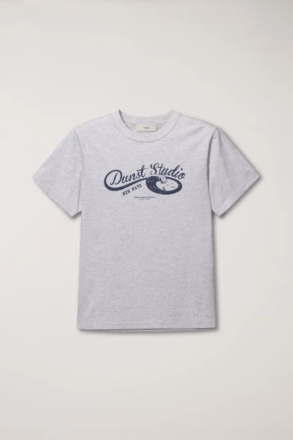 UNISEX WAVE LOGO T-SHIRT LIGHT MELANGE GREY